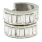 0.60 Inch 316L Stainless Steel Hypoallergenic Huggie Hoop Earrings, Baguette Rectangle Shape CZ Cubic Zirconia