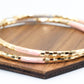 2.75 Inch Large Skinny Diamond Laser Cut Texture Tri-Tone Hoop Earrings, Rose Gold Yellow Gold Silver Tone, 18k Gold Filled Plated