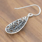 Teardrop Vintage Filigree Dangle Drop Earrings, 925 Sterling Silver, Bohemian Boho Style, 1.75" Inch Length