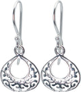Boho Filigree Lace Drop & Hoop Earrings, Hypoallergenic 925 Sterling Silver (Classic Filigree Drop)