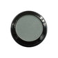 Round eyeshadow compact with black rim on a white background