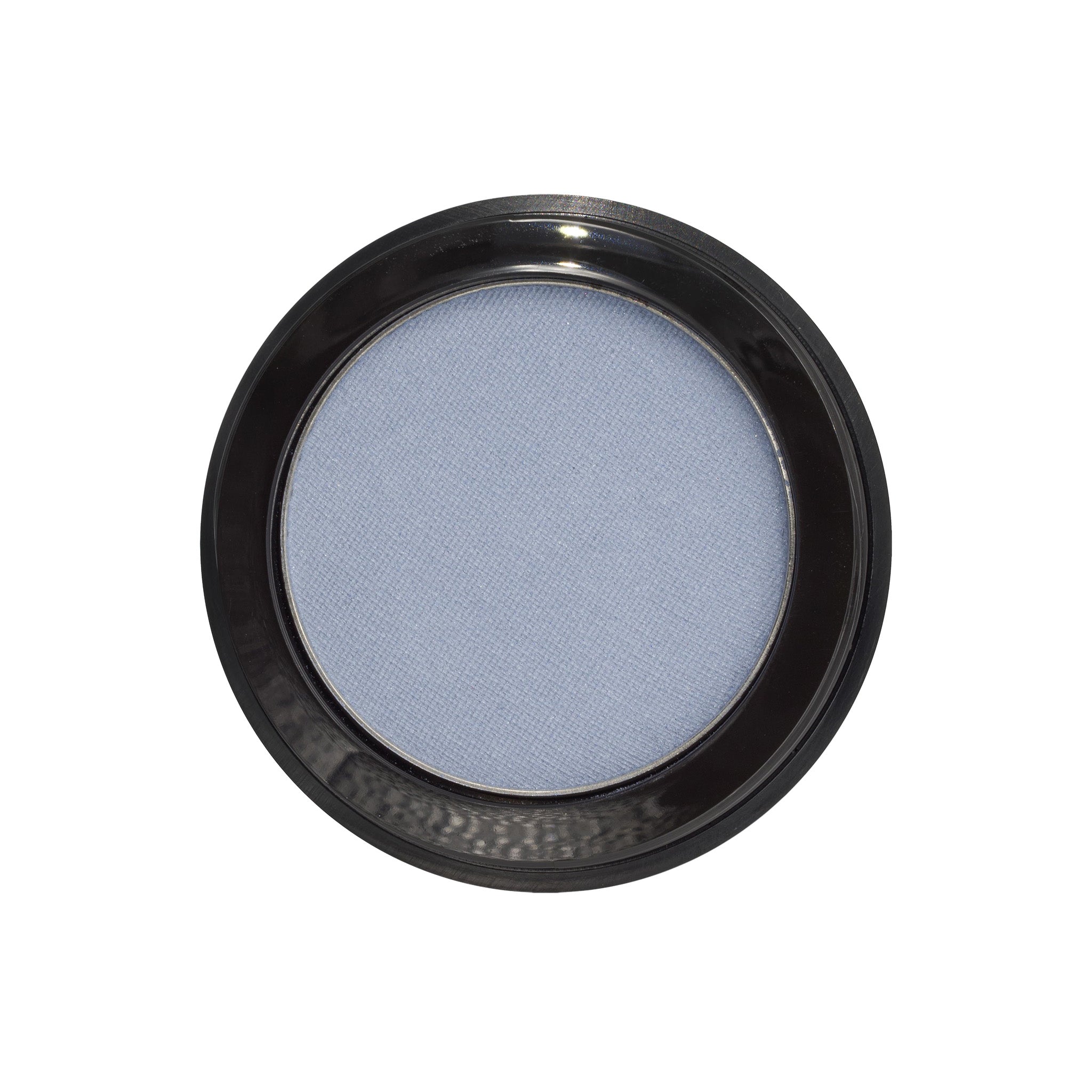 Eyeshadow compact with a light blue shade on a white background