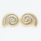 Lightweight Nautilus Marine Ocean Theme Sea Shell Stud Earrings, 18k Yellow Gold Filled, 0.82" Inch