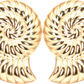 Lightweight Nautilus Marine Ocean Theme Sea Shell Stud Earrings, 18k Yellow Gold Filled, 0.82" Inch