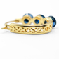 Classic 3-Stone 1 Inch Deep Royal Navy Blue Cubic Zirconia CZ Oval Hoop Earrings, 18k Yellow Gold Filled
