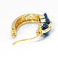 Classic 3-Stone 1 Inch Deep Royal Navy Blue Cubic Zirconia CZ Oval Hoop Earrings, 18k Yellow Gold Filled