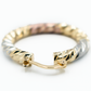 1.25" Inch Diamond Laser Cut Tri Tone Hoop Earring, Yellow Gold, Silver Tone, & Rose Gold Filled Plating