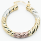 1.25" Inch Diamond Laser Cut Tri Tone Hoop Earring, Yellow Gold, Silver Tone, & Rose Gold Filled Plating