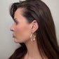 1.42" Inch Oval Art Deco Tri-Tone Rose Gold, Yellow Gold, & Silver Painted Hoop Earrings, Gold Filled Plated