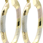 1.42" Inch Oval Art Deco Tri-Tone Rose Gold, Yellow Gold, & Silver Painted Hoop Earrings, Gold Filled Plated