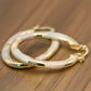 1.42" Inch Oval Art Deco Tri-Tone Rose Gold, Yellow Gold, & Silver Painted Hoop Earrings, Gold Filled Plated