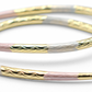 2.61 Oval Art Deco Tri-Tone Painted Rose Gold, Yellow Golden, & Silver Tone Hoop Earrings, Gold Filled Plated