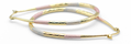 2.61 Oval Art Deco Tri-Tone Painted Rose Gold, Yellow Golden, & Silver Tone Hoop Earrings, Gold Filled Plated