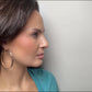 2.36" Inch Tribal Arrow Design Tri-Tone Rose Gold, Yellow Golden, & Silver Tone Sparkly Glitter Hoop Earrings, Gold Plated