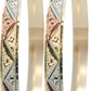 2.36" Inch Tribal Arrow Design Tri-Tone Rose Gold, Yellow Golden, & Silver Tone Sparkly Glitter Hoop Earrings, Gold Plated