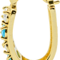 1" Inch Oval Hoop Earrings, 18K Yellow Gold Filled, Aqua Turquoise Light Blue CZ Cubic Zirconia