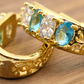 1" Inch Oval Hoop Earrings, 18K Yellow Gold Filled, Aqua Turquoise Light Blue CZ Cubic Zirconia