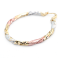 1.50" Twisted Rope Vintage Retro Wave Tri-Tone Rose Gold, Yellow Golden, & Silver Tone Hoop Earrings, Gold Filled Plated