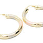 1.61 Art Deco Tri-Tone Rose Gold, Yellow Golden, & Silver Tone Hoop Earrings, Gold Filled Plated