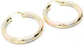 1.61 Art Deco Tri-Tone Rose Gold, Yellow Golden, & Silver Tone Hoop Earrings, Gold Filled Plated