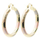 1.61 Art Deco Tri-Tone Rose Gold, Yellow Golden, & Silver Tone Hoop Earrings, Gold Filled Plated