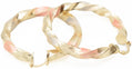 Tri Tone Three Color Hoops: Rose Gold, Silver & Yellow Gold Earrings (2.20" Twist)