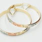 Mixed Metal Tri Tone Rose Gold, Silver & Yellow Gold Hoop Earrings, 18k Gold Filled Plating (1.9" Starburst)