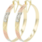 Mixed Metal Tri Tone Rose Gold, Silver & Yellow Gold Hoop Earrings, 18k Gold Filled Plating (1.9" Starburst)
