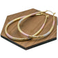 2.61 Oval Art Deco Tri-Tone Painted Rose Gold, Yellow Golden, & Silver Tone Hoop Earrings, Gold Filled Plated