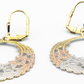 2 Inch Filigree Lace Hoop Earrings, Tri-Color Yellow Gold Rose Gold Silver, Leverback Closures
