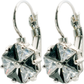 0.80" Inch Star & Flower Floral Black & White Cubic Zirconia CZ Dangle Drop Earrings, Bright Silver Rhodium Plating, Lever Back Closures