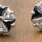 0.80" Inch Star & Flower Floral Black & White Cubic Zirconia CZ Dangle Drop Earrings, Bright Silver Rhodium Plating, Lever Back Closures