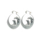 Pure Ziva Sterling Silver Ocean Wave Hoop Statement Earrings, Openwork Bohemian Drop Design, 925 Silver, 1 Inch