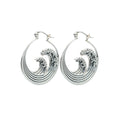 Pure Ziva Sterling Silver Ocean Wave Hoop Statement Earrings, Openwork Bohemian Drop Design, 925 Silver, 1 Inch