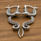 Rough Textured Snake Serpent Dangle Drop Earrings, 925 Sterling Silver, Hanging Rattlesnake Design, 1.45 Inch, Goth Punk Style