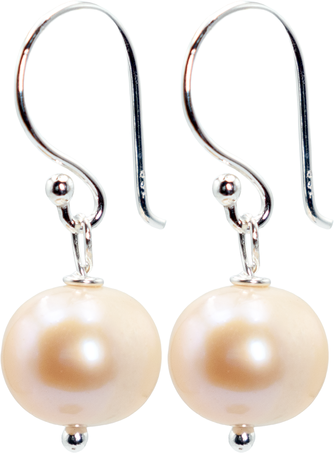 Freshwater Cultured Pearl Dangle Drop Earring, Light Pink Champagne, 8mm, Fish Hook Backing, 0.86 Inch Length