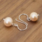 Freshwater Cultured Pearl Dangle Drop Earring, Light Pink Champagne, 8mm, Fish Hook Backing, 0.86 Inch Length