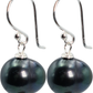 Freshwater Cultured Pearl Dangle Drop Earring, Iridescent Dark Green Black, 8mm, Fish Hook Backing, 0.86 Inch