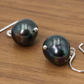 Freshwater Cultured Pearl Dangle Drop Earring, Iridescent Dark Green Black, 8mm, Fish Hook Backing, 0.86 Inch