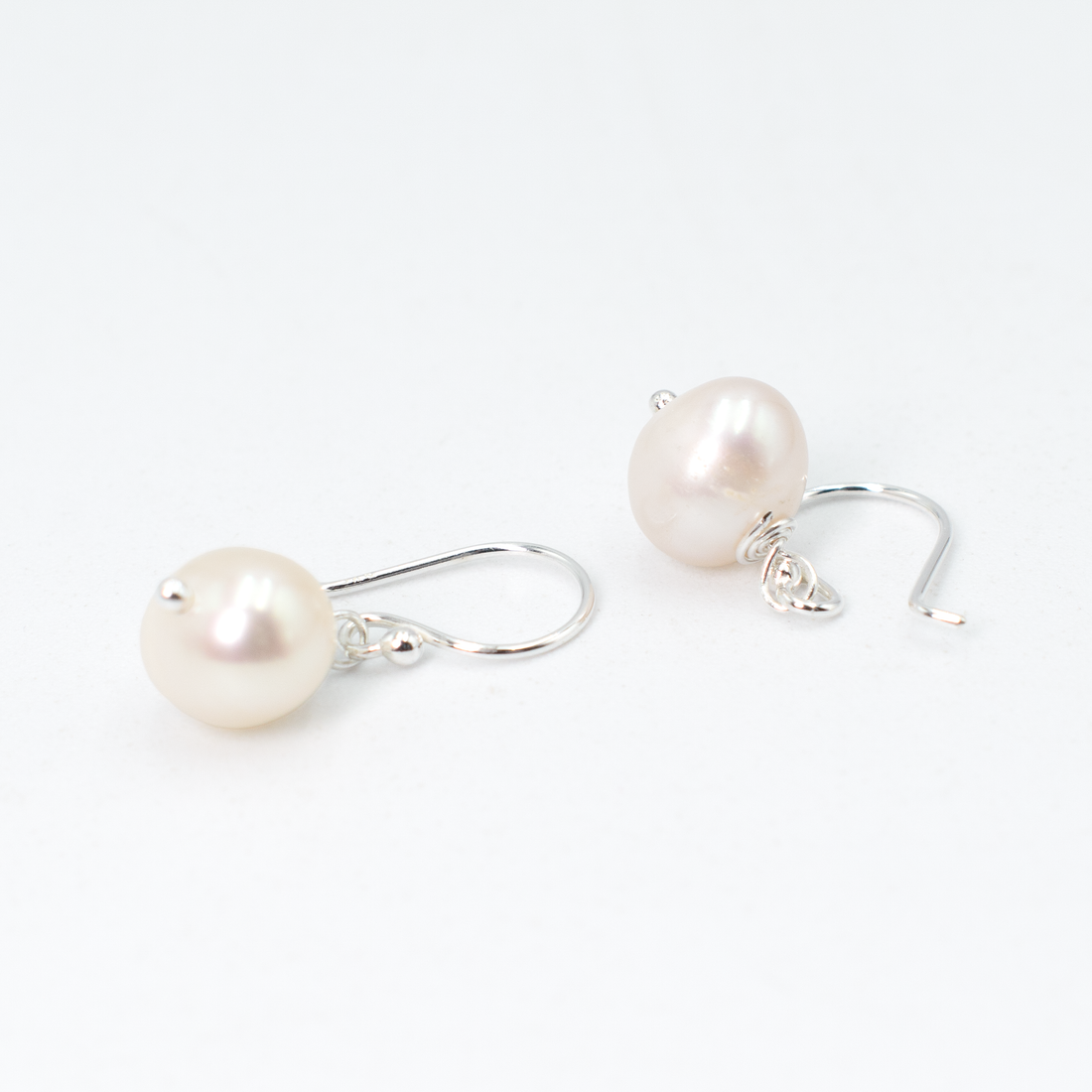 Classic Freshwater Cultured Pearl Dangle Drop Earrings, White, 8mm, Fish Hook Backing, 0.86 Inch Length