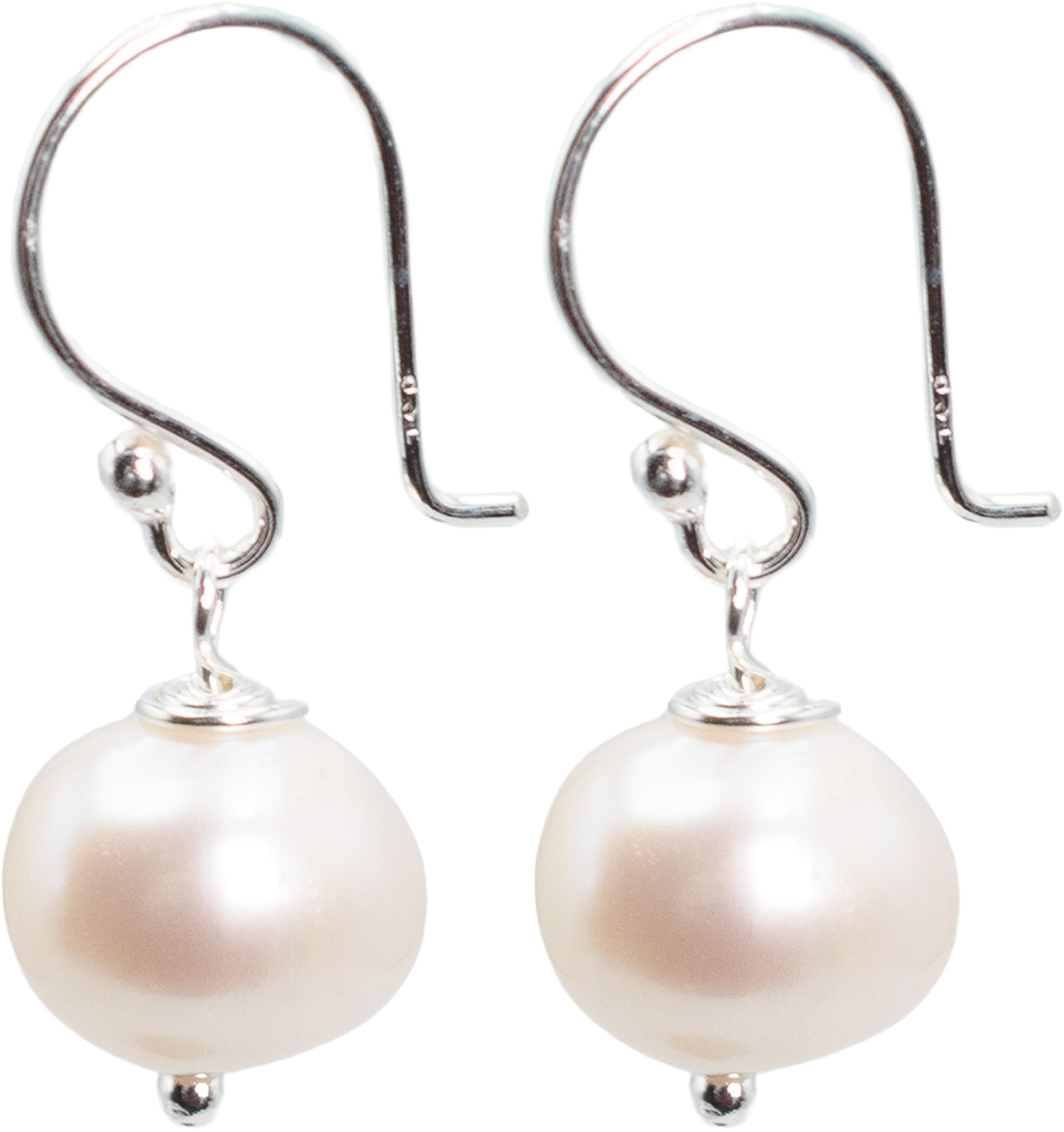 Classic Freshwater Cultured Pearl Dangle Drop Earrings, White, 8mm, Fish Hook Backing, 0.86 Inch Length