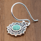 Mandala Flower Floral Sterling Silver Filigree Vintage Dangle Earrings, 22mm, Turquoise Stone, Bali Balinese Style Design