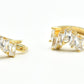 0.82" Inch Beautiful Baguette Style Asymmetrical Cubic Zirconia CZ Huggie Hoop Earrings, 18k Gold Filled Plated (White)