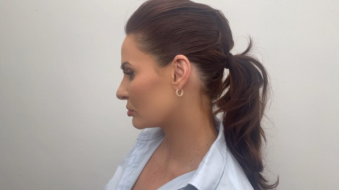 0.55" Two-Tone Silver and Yellow Gold Filled Filigree Lace Huggie Hoop Earrings