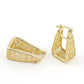 Unique Triangle Trapezoid Shape 1 Inch Greek Key Hollow Cut Out Yellow Gold Plated Hoop Earrings