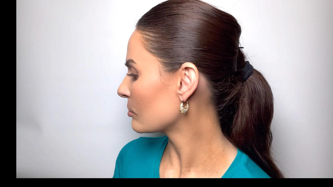 0.80 Filigree Lace Hollow Pink & Purple Flower Floral Cut Out Hoop Earrings, 18k Yellow Gold Filled