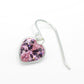 Pink 1 Inch Heart CZ Crystal Dangle Drop Earrings, 925 Sterling Silver, Fish Hook Fishhook Backings