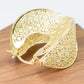 1.6" Inch Flower Floral Lace Hollow Chunky Yellow Gold Filled Chunky Hoop Earrings, Hinge Post