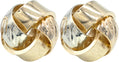 Pure Ziva 14mm Two Tone Yellow Gold and Silver Bow Knot Chunky Stud Earrings for Women, Stainless Steel