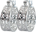0.80" Inch Vintage Filigree Hoop Earrings, Openwork Chunky Mesh Filigree Heart Lace Design, Lightweight & Hypoallergenic, 925 Sterling Silver